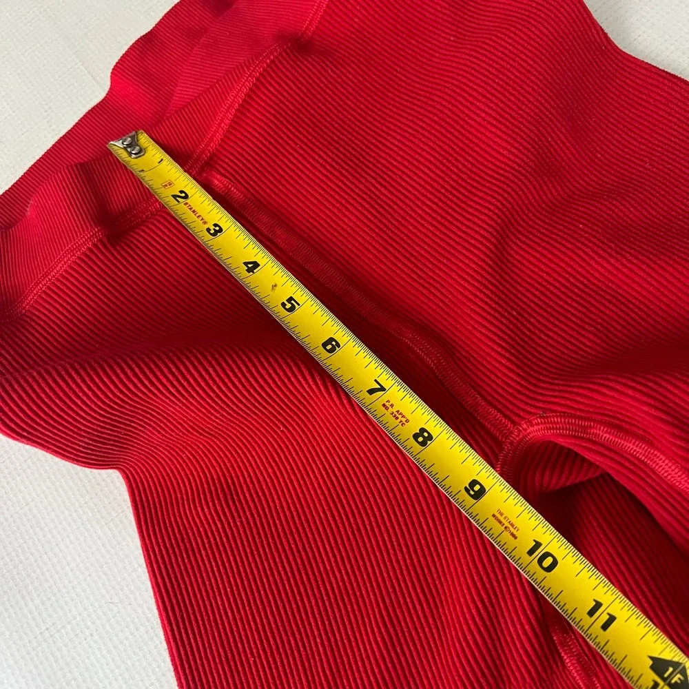 Free People Movement Ribbed V-Waist Shorts Women S/P Red Athletic Gym